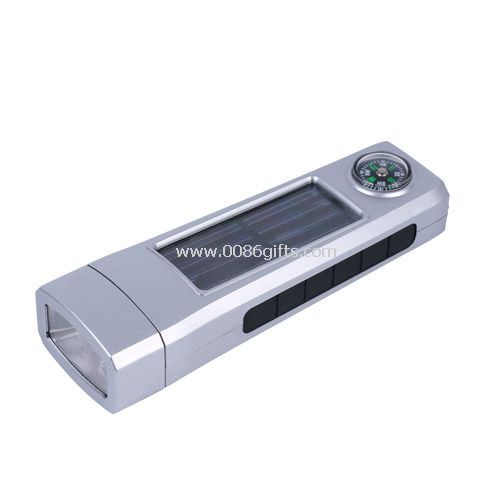 Solar flashlight with compass