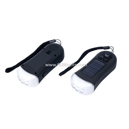 Solar flashlight with radio