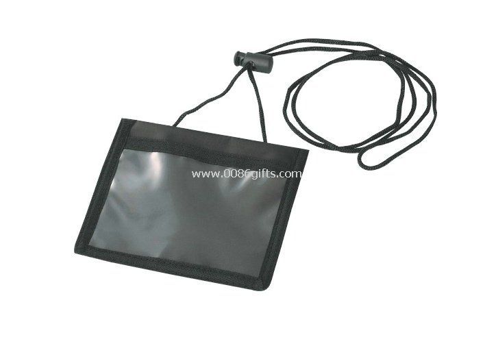 Polyester ID neck Conference Name Badge Holders with upper open bag and clear vinyl bag