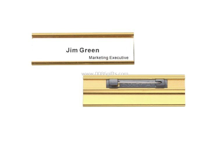Aluminum face and plastic back Conference Name Badge Holders