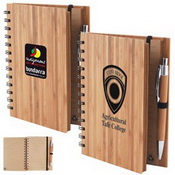 Caderno de capa de bambu com caneta images