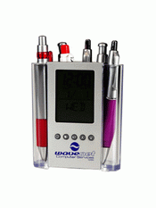 Clear/Silver penna kopp LCD-klocka med Digital termometer images