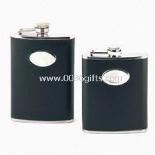 leather-wrapped and logo Hip Flask images