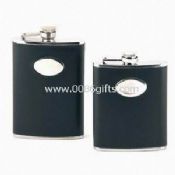 leather-wrapped and logo Hip Flask images