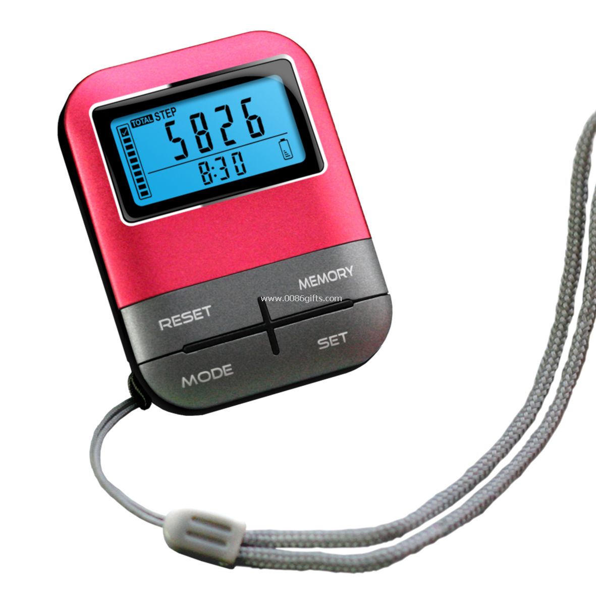 Rechargeable USB pedometer with backlight