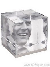 Crystal/jern kube Paperweight bilderammen images