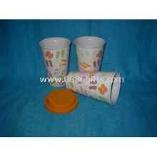 Double Wall Ceramic Coffee Mugs with Silicone Lid,Customized Logos and Designs are Welcome images