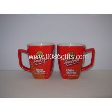 Two-tone color glaze ceramic coffee mug with logo printing images