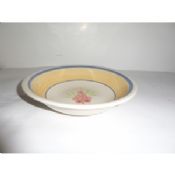 8.25-inch Stoneware Hand Painted Soup Bowl with Floral and Stripe images