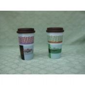 Taza de café de doble pared con tapa y anillo de silicona images