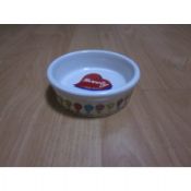 Pet Feeding/Dog Bowl with Logo, Made of Ceramic, Comes in White images