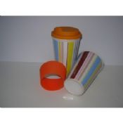 Caneca de café de porcelana com tampa de silicone e manga, logotipo de Decal impressão de cor cheia images