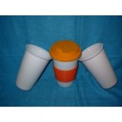 Porcelain Coffee Mugs with Silicone Sleeve and Lid,Customized Logos and Colors are Welcome images