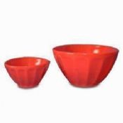 Stoneware Embossed Mixing Bowl Set with Red, with FDA, CPSIA and CA65 Certificates images