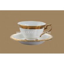200ml Porcelain Coffee Cup and Saucer Set with Golden Edge images
