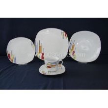 20pcs Square Shape Porcelain Dinnerware Set with cut decal customized logos and designs images