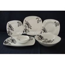 Chinese Ink Square-shaped Cut Decal Print Porcelain Dinnerware Set images