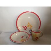 12pcs hand painted stoneware dinner set with Flower design,Meets FDA,LFGB,84/500/EEC Tests images