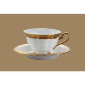 200ml porcellana Coffee Cup and Saucer Set con bordo dorato images