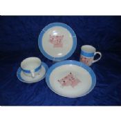 Ceramic Dinnerware Set with Full Color Decal Cat Designs images