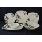 Chinese Ink Square-shaped Cut Decal Print Porcelain Dinnerware Set images