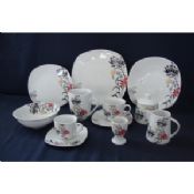 Cortar la etiqueta impresa Set de vajilla de porcelana, viene en blanco, microondas, lavavajillas y horno images