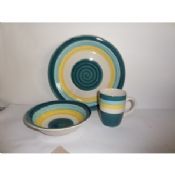 Hand-painted Stoneware 12pcs Pottery Dinnerware Service Sets,Microwave and Dishwasher Safe images