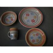 Cină gresie pictate Set, include placă de cina, placă de salata, supa castron, cani images