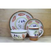 Stoneware 16pc Dinner Set with Hand Drawing,SA8000/SMETA Sedex/BRC/ISO/SGP/BSCI Audit images