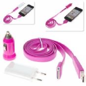 İPhone için şarj kiti (USB güç şarj cihazı + şarj cihazı + Noodle tarzı düz USB kablosu) images