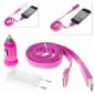 Charger Kit ( USB Power Charger + Car Charger + Noodle Style Flat USB Cable) for iPhone small picture