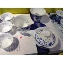Graceful hollow Lithe and pierced engraving tea sets 10 pieces blue and white porcelain images