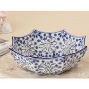 Eropa keramik buah mangkuk mangkuk buah patung seni biru dan putih mangkuk buah images