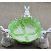 Verde y blanco creativo conejo bandeja placa de la fruta images