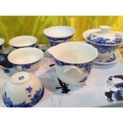 Jogos de chá de porcelana de Jingdezhen azul e branco para a promoção images