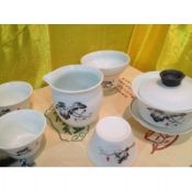Tea set 10 pezzi di inchiostro e lavare pittura fatta di porcellana bianca images