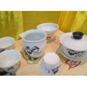 Tea sets 10 pieces ink and wash painting white porcelain made images