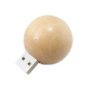 Ball Shape Large Print and Engrave Wooden Thumb Drive images