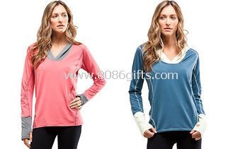 Pullover Hoodie Long Sleeves Light Weight Womens Fitness Wear Side Pocket images