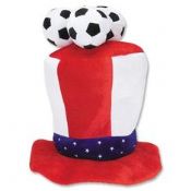 Contrasting Stitching America Soccer Fans Outdoor Cap Headwear With Three Balls On Top images
