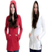 Lined Hood Bell Sleeves Front Pockets Side Slits Womens Fitness Wear For Ladies images