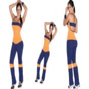 Tops baixa ascensão calças macio e Supple listra laranja Womens Fitness Wear para Yog images