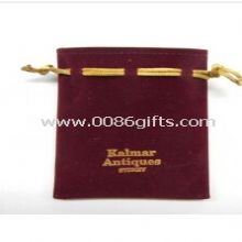 Velvet bag with gold hotfoil logo stamping images