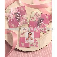 Pink princess glass photo coaster wedding favors images