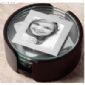 Round glass photo coasters with wooden holder small picture