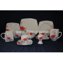 Square-shaped Full-color Decal Printed Porcelain Dinnerware Set images
