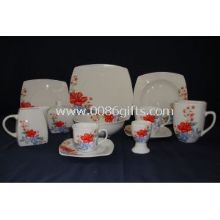 Čtvercové barevný obtisk tisknout porcelánové nádobí Set images