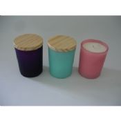 Scented Soywax glass candles with wood lid images