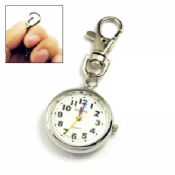 Tragbare Silberfarbe Mini Schlüsselanhänger Quarz Runde Uhr images