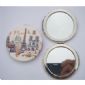 Round folding mirror with leather cover small picture
